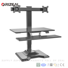 Dual Monitor electric motorized stand up height adjustable standing desk converter